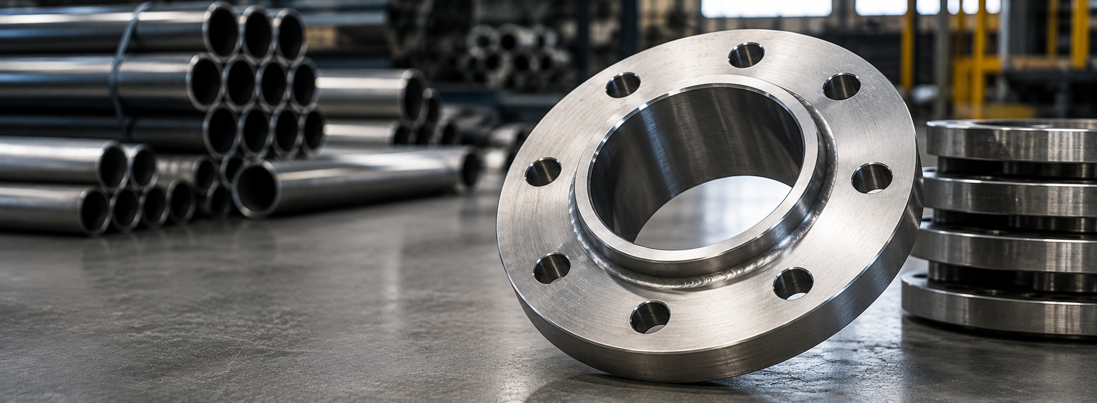 Slip On Flange fitted on industrial pipe assembly